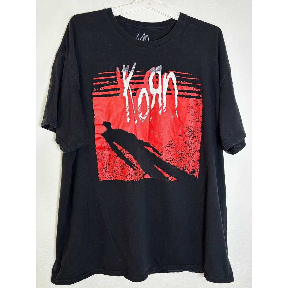 Korn Band T-Shirt Mens 2XL Black Red Graphic Logo Rock Nu Metal Tee Mad Engine
